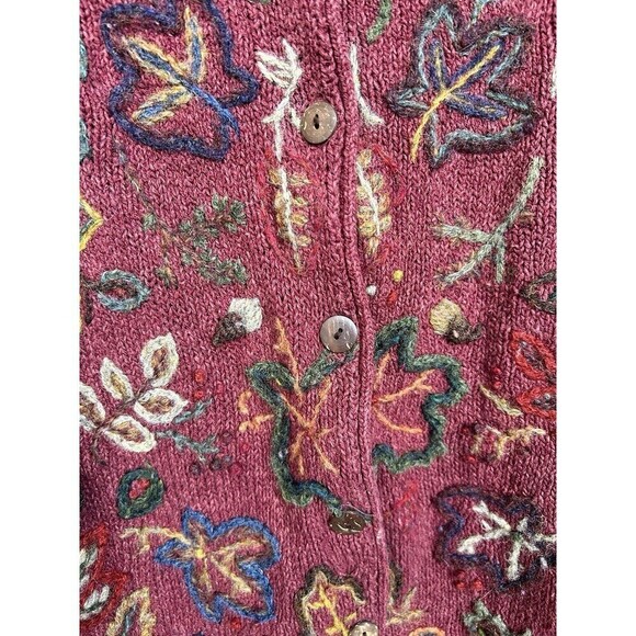 Vintage Teacher Sweater L Silk Wool Cardigan Grannycore M Medium Farm Fairycore - Picture 3 of 7